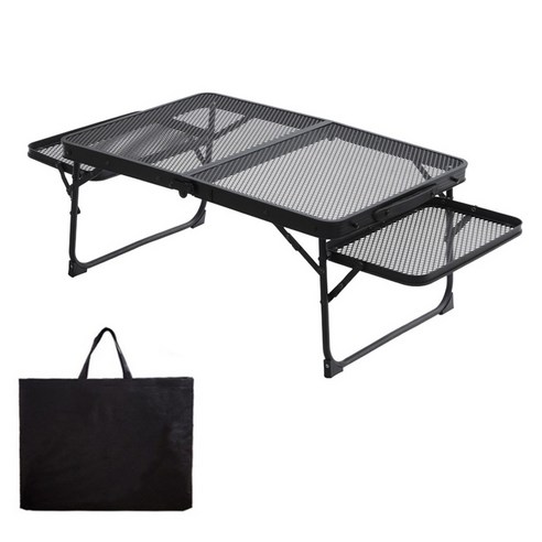 리빙이프 아이언메쉬 접이식 사이드윙 캠핑테이블: 야외 활동의 필수품 _꿀템