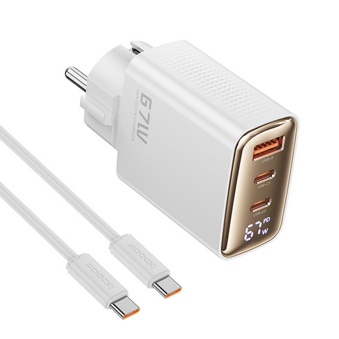 Toocki GaN PPS 67W 3포트 접지형 디스플레이 초고속 멀티충전기