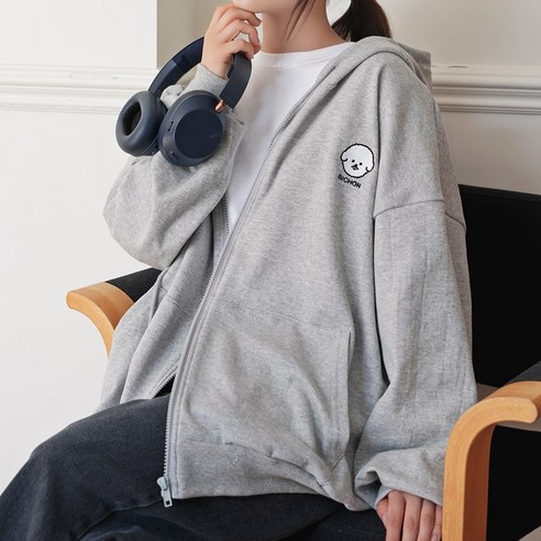 [키140/키150/키160] 키키코 댕댕이후드집업 가을 오버핏 후드집업 강아지 자수 간절기 집업 점퍼 _꿀템