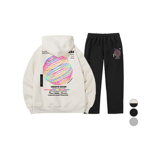문컬렉션 남녀공용 쭈리 후드티 + 일자팬츠 오로라 상하의 세트 _꿀템