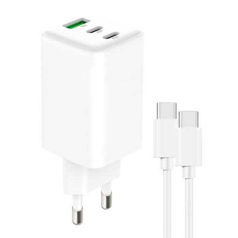 홈플래닛 GaN PD PPS 65W 3포트 초고속 멀티충전기 + CtoC 1.5m 케이블 세트 (노트북 충전용) _꿀템