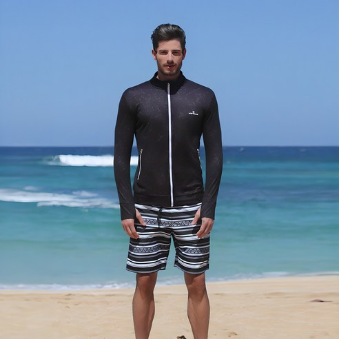 에어워크서프 남성래쉬가드세트(집업+보드숏)YAWe5033_BK+YAWe0903_BK _꿀템